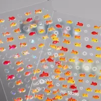 Милые искусственные наклейки для дизайна ногтей с рыбками, 5D тисненые желейные наклейки с легкой рыбкой, украшения для ногтей в стиле HG
