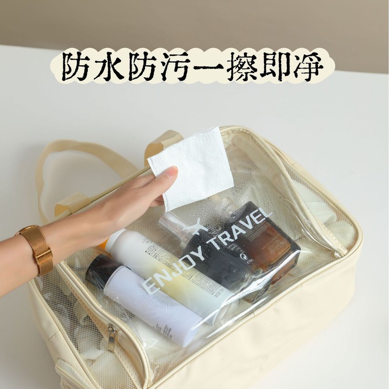 大容量干湿分离洗漱包透明pvc 旅行防水收纳袋运动游泳多功能包|undefined