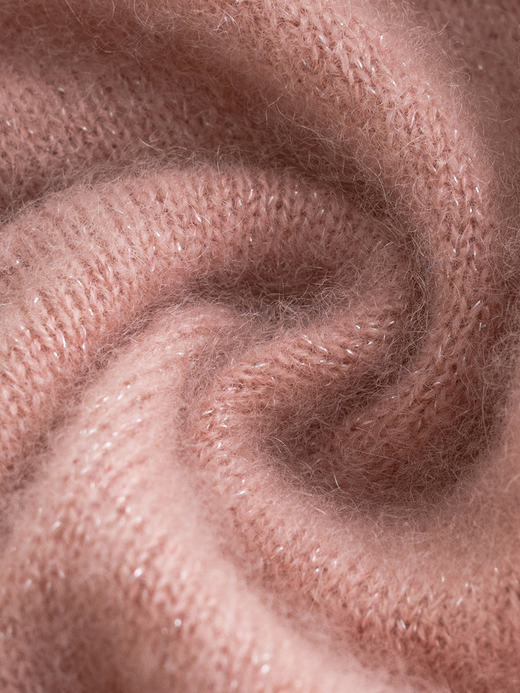 First-line clothing round neck wool knitted cardigan women's autumn and winter loose all-match gold and silver wool sweater long sleeve top