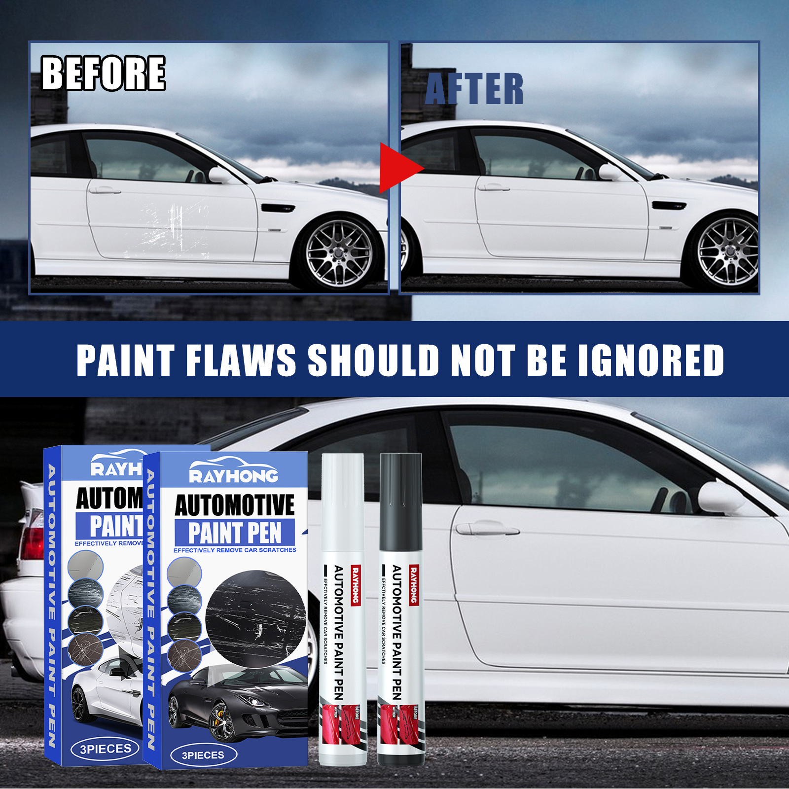 Rayhong Car Paint Repair Pen Paint Scratch and Scuff Care Repair Pen Paint Care Pen