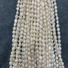 5~6mm兩面光巴洛克白亮天然淡水珍珠diy鎖骨鏈手鍊毛衣鏈手工配件