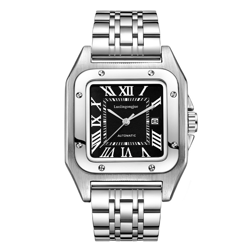 透かし彫りのストライプの山度士の全自動機械は男性の大気の大きい文字板の防水の機械の時計を卸売りして代行します。