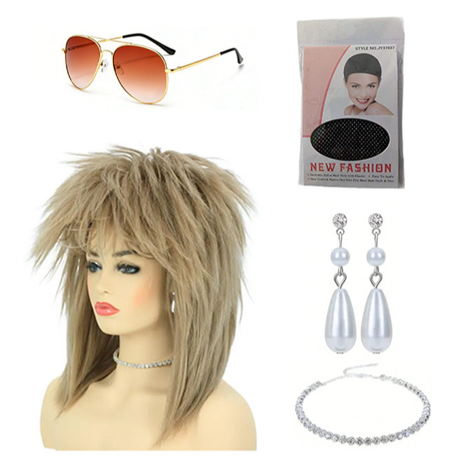 Classic Boss-Style Wig, Vintage Gentleman Vibe Styling Set, Headgear in Stock for Immediate Shipping, Cross-Border Rock Party