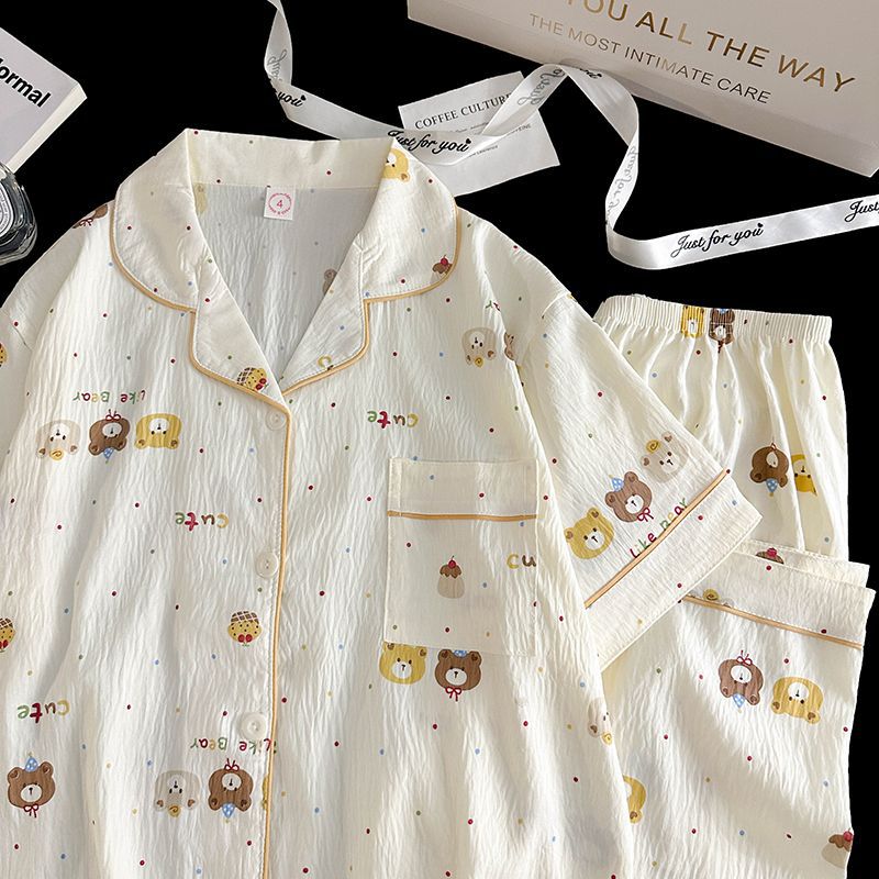 120G nubes de algodón pijama ropa para el hogar manga corta pantalones largos set TK pedidos de comercio exterior transfronterizo comercio exterior del sudeste asiático