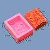 Square silicone mold contains rose, three dimensional handmade soap