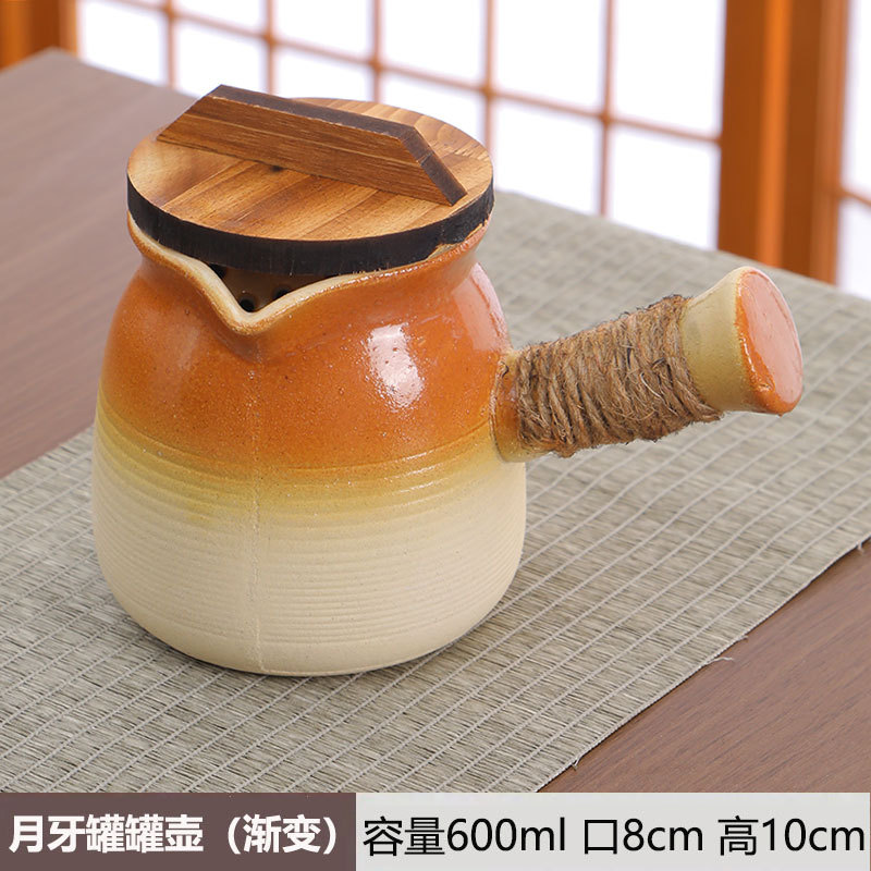 Tetera en una estufa, tarros de té con leche a la parrilla, ollas especiales, utensilios de cerámica de cocción en seco para el hogar, juego completo de juegos de té