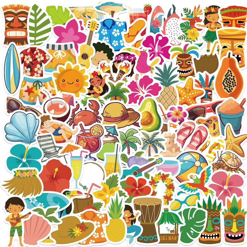 100 Summer Beach Style Graffiti Stickers Decorative Notebook Luggage DIY Waterproof Cross-border Wholesale