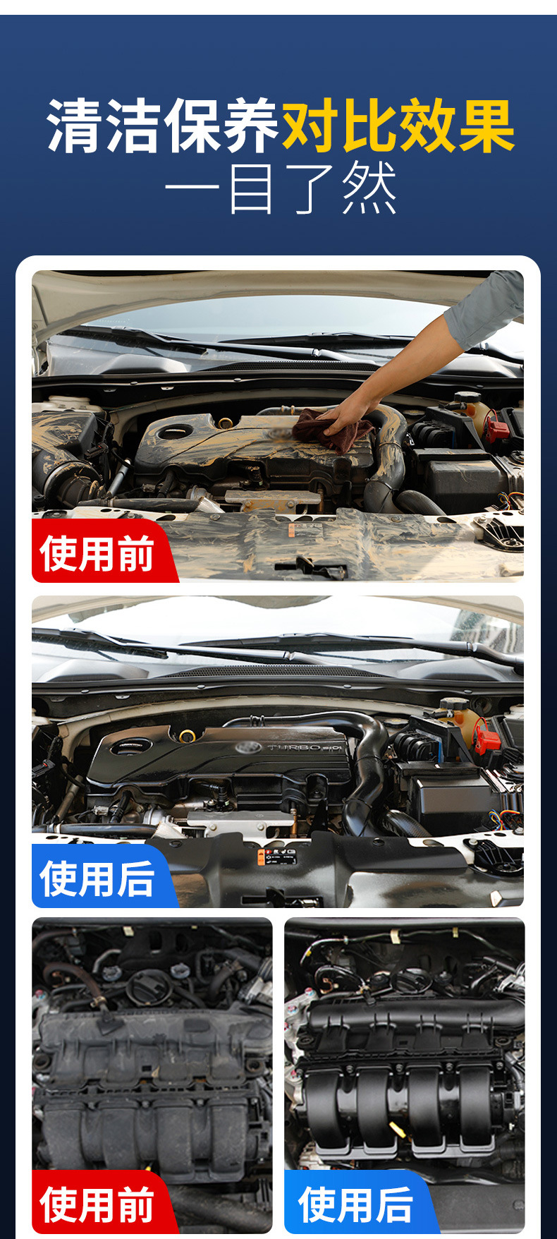 Haoshun engine exterior cleaner | Engine external cleaner beauty maintenance brightener head water 650ml