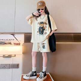 女童运动套装短袖短裤2025新款洋气时髦中大童休闲夏装儿童两件套