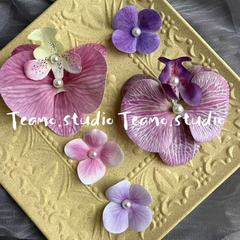 3Dプリント胡蝶蘭シミュレーション花春夏海辺diy靴花ヘアピン写真真珠雰囲気感装飾起爆金