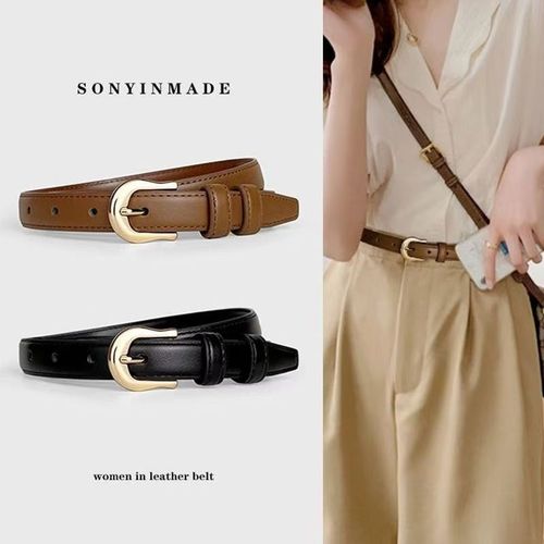 Women's Belt with Pin Buckle: Stylish, Versatile, Thin Waistband—A Niche Choice for Dressing Up or Casual Looks, Perfect for Skirts and Casual Pants