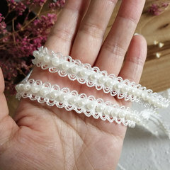 白色婚紗釘珠花邊輔料優質織帶單邊衣邊DIY珍珠蕾絲服飾裝飾邊帶