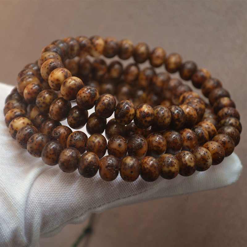 新春工藝9*7m蘋果圓落地籽星月菩提 108顆陳籽星月菩提子念珠