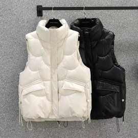 女童马甲新款2024中大童反季防寒坎肩女孩洋气高级外穿羽绒棉马甲