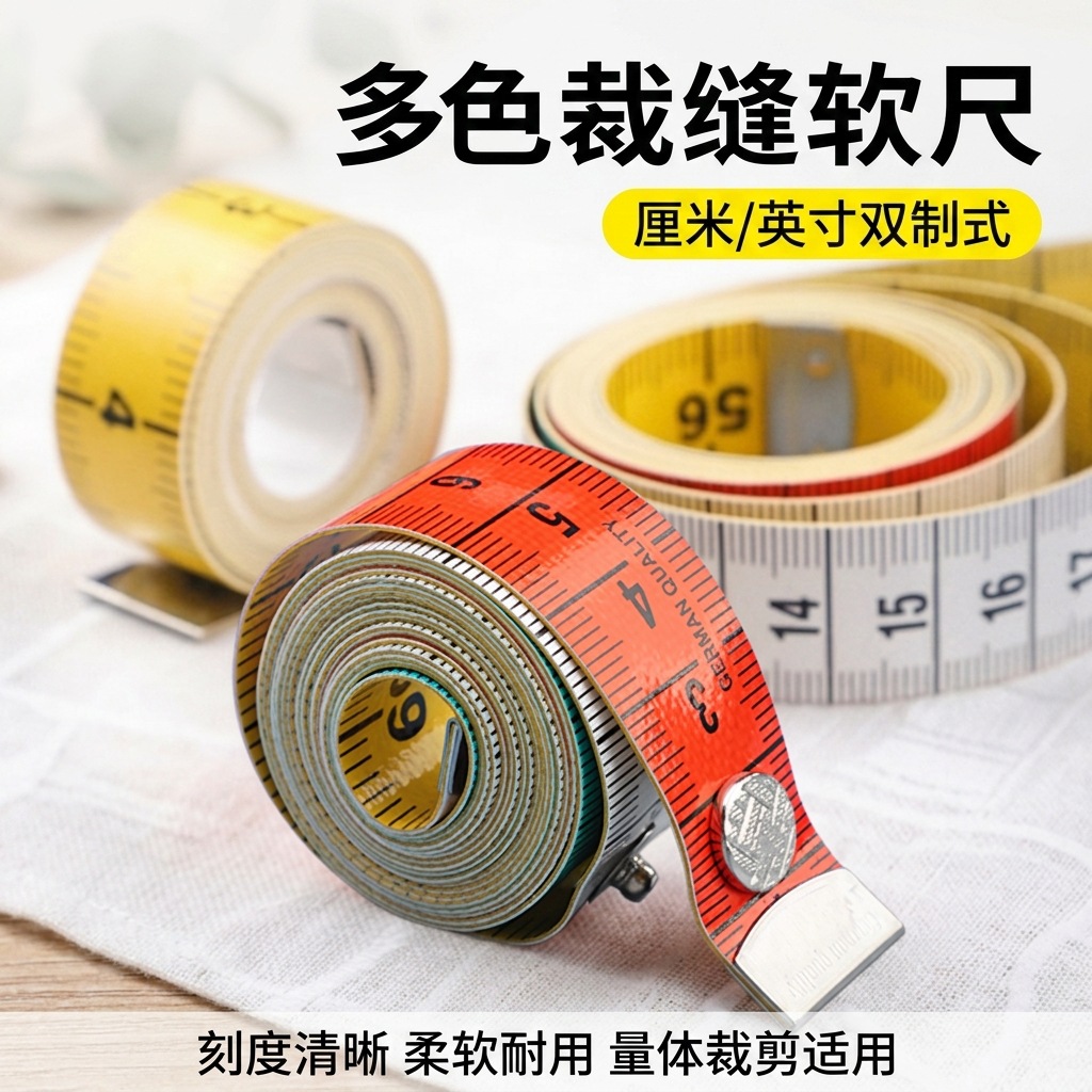 厂家批发双面刻度皮尺加厚款服装打版量尺彩色减肥测腰围腿围软尺