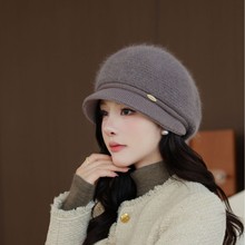 韩版秋冬季新款帽子女休闲纯色针织帽中老年妈妈保暖护耳毛线帽