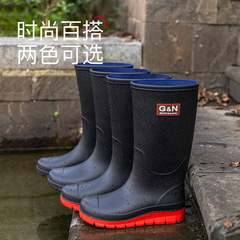 加棉保暖成人時尚高筒雨鞋男款戶外防滑防水鞋工地膠鞋男士雨靴