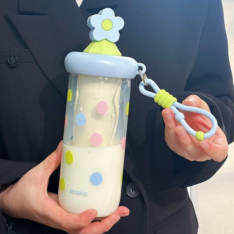 水杯玻璃杯大容量吸管杯子带提绳ins女生高颜值家用可爱小众便携|undefined