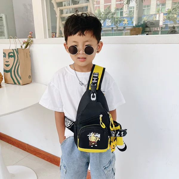 Outdoor Travel children's bag small backpack fashion printed messenger bag large capacity contrast color letter shoulder bag wholesale