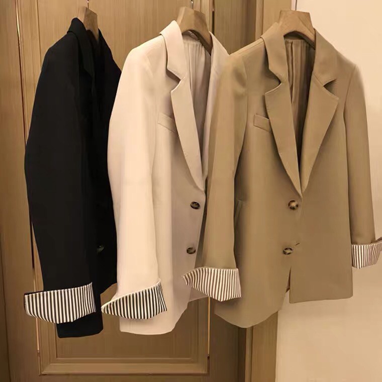 Casual Blazer for women 2023 new Korean spring and autumn loose women's Khaki small suit for women black autumn and winter