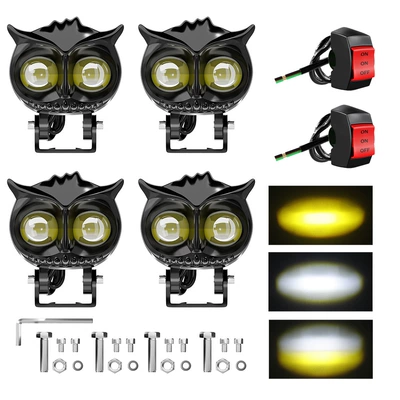 Cross-Border Hot-Selling Motorcycle Led Motorcycle headlights, headlights - owl-2-piece-set-switch