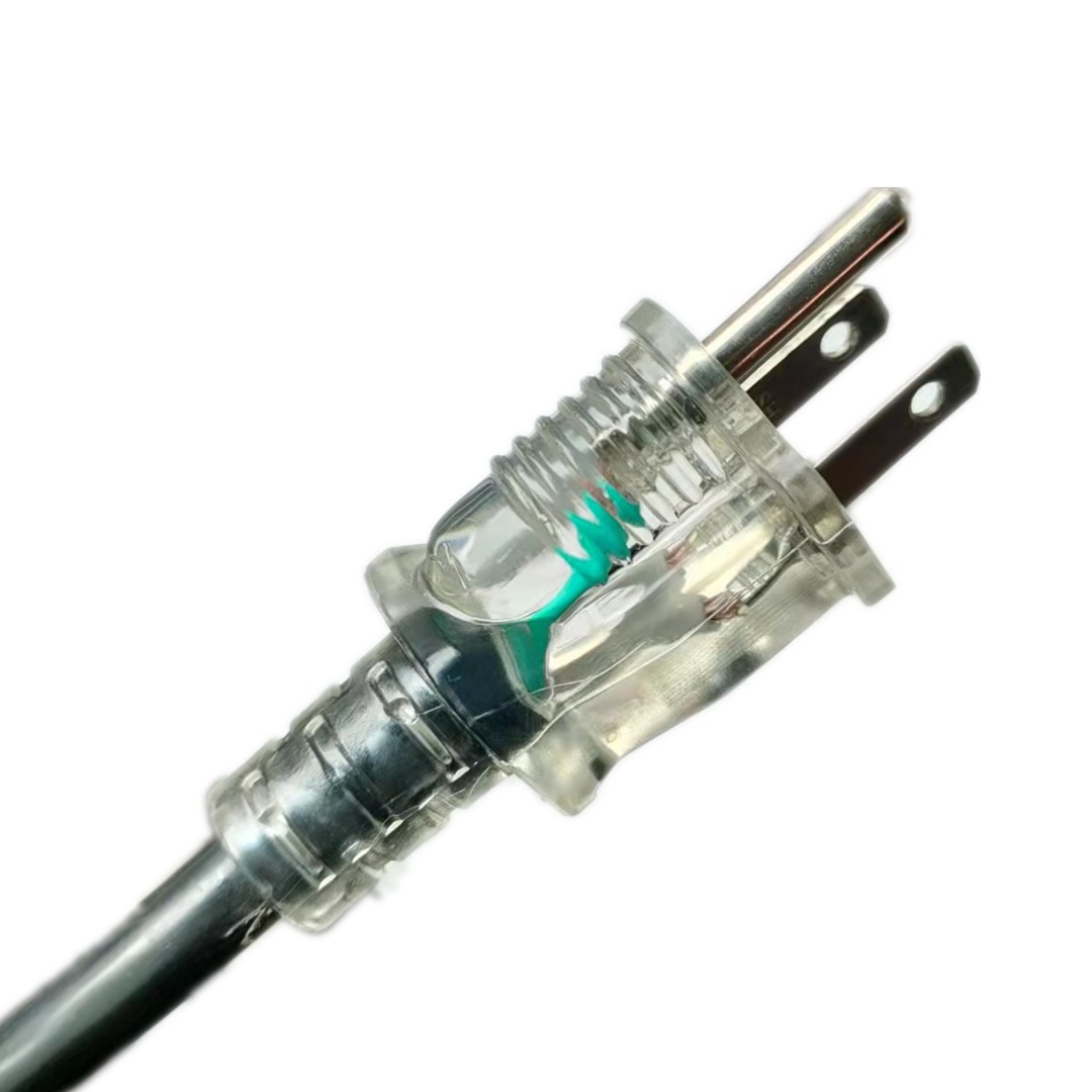 供应美标3芯电源转换插头 透明带指示灯 定制美国美式美规2横1圆3