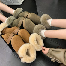 翻折两穿厚底雪地靴女2025新款冬季加绒加厚皮毛一体防滑东北棉鞋