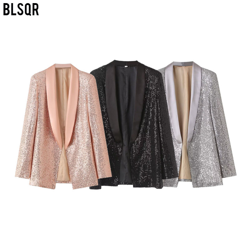 Y2K 2024 autumn new fashionable street loose cardigan sequined suit jacket B1281_voghion.com