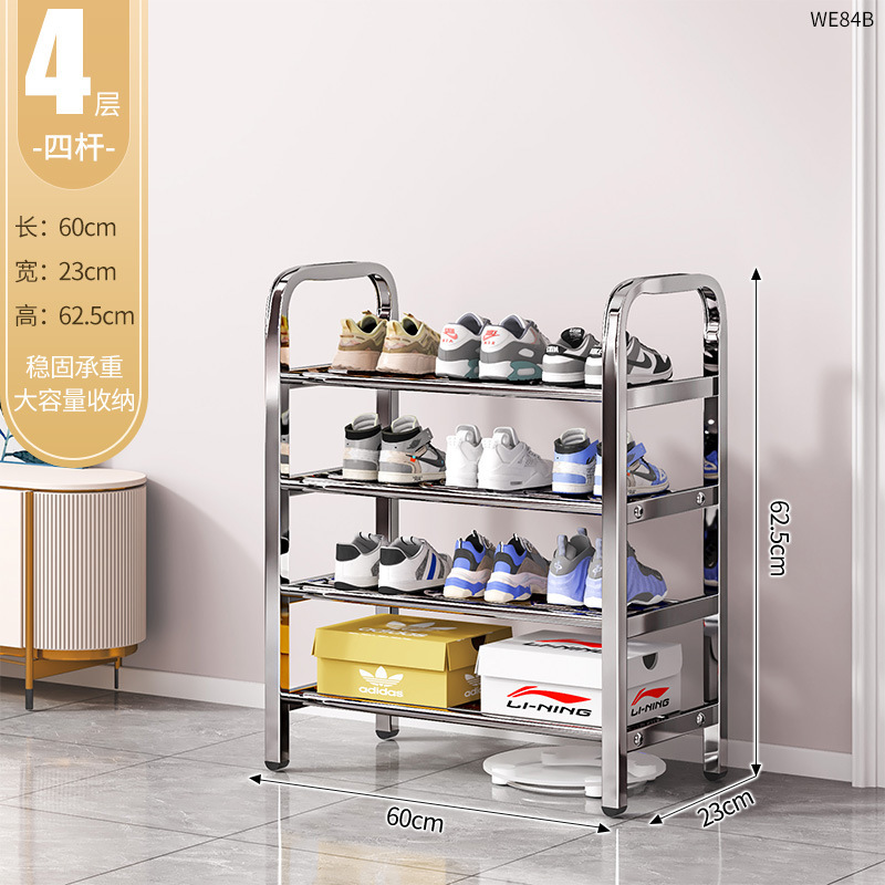 Nuevo tipo de acero inoxidable simple rack de zapatos domésticos multicapa interior rack de almacenamiento de zapatos dormitorio puerta de alquiler de tipo económico