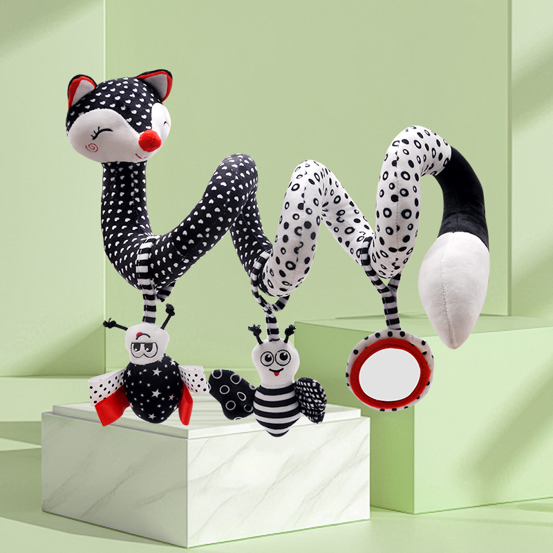 Juguete de educación temprana para cuna, zorro blanco y negro, 0-1 años