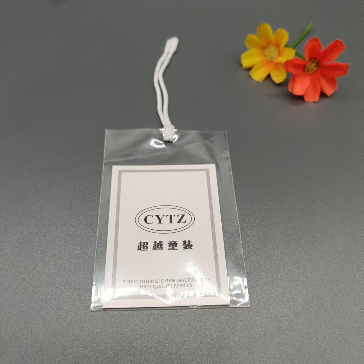 OPP平口袋吊牌袋商标标签袋服装领标合格证包装袋透明吊孔袋工厂