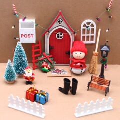 ドールハウス ドールハウス ミニ フェアリー エルフ ドア ノーム セット bjd ミニチュア クリスマス シーン 小道具モデル