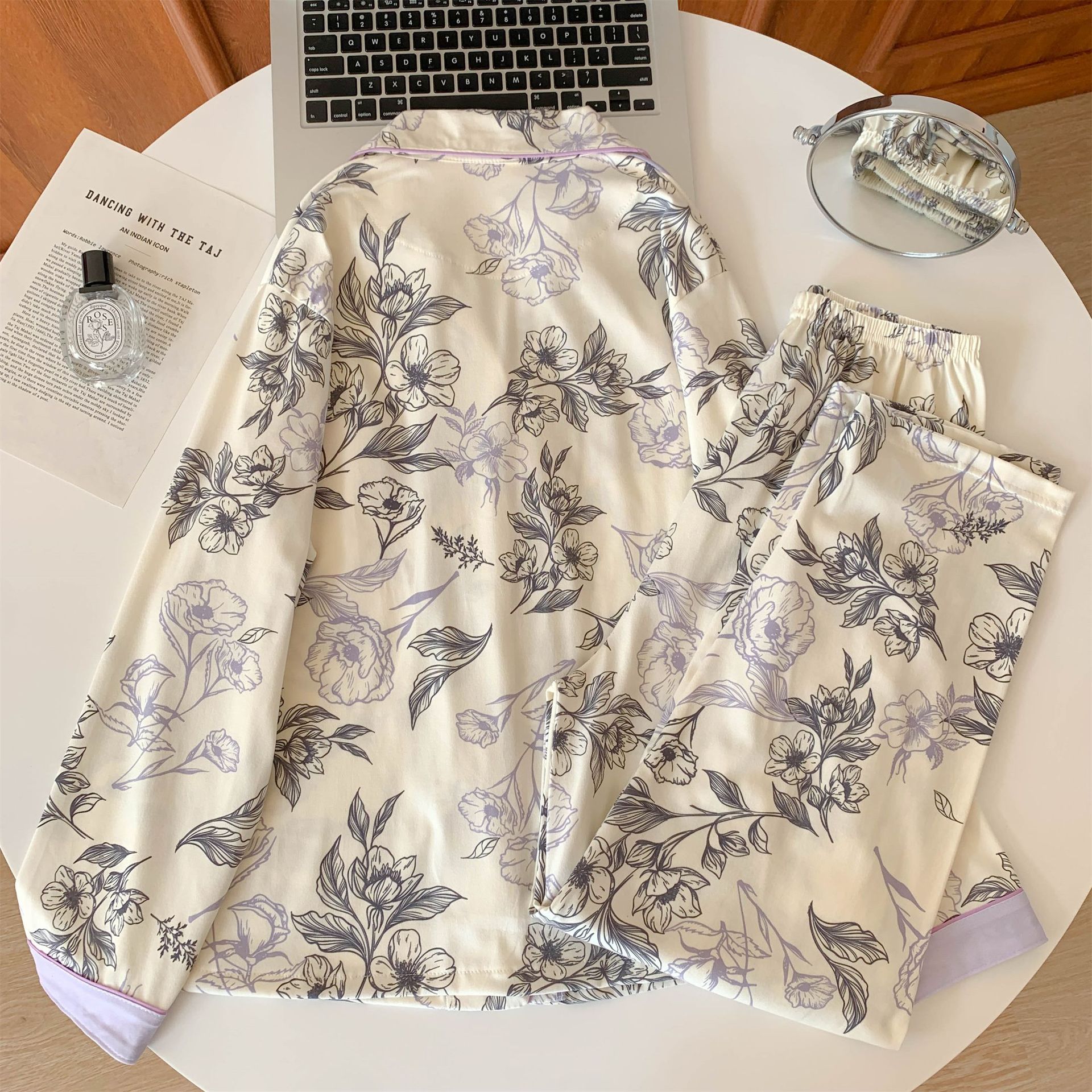 Al por mayor transfronterizo nuevo pijama de mujer primavera y otoño cardigan de manga larga sensación de alta calidad de algodón coreano se puede usar con ropa de vestir