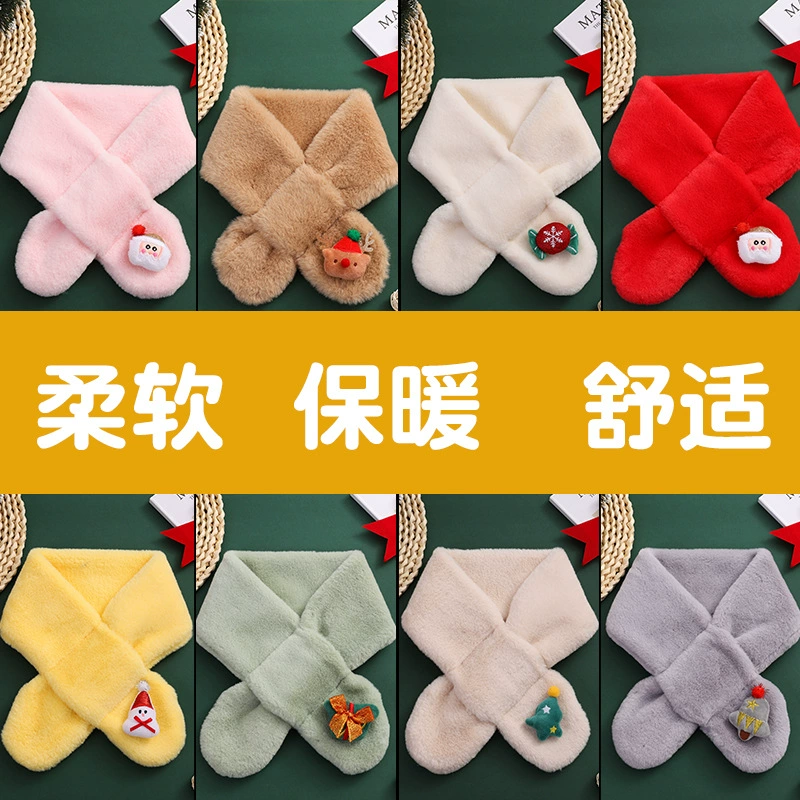 Новогодний детский шарф Китайский Красный Имитация кроличьего меха шарф кроличий год праздничный мультяшный ветрозащитный Теплый детский шарф