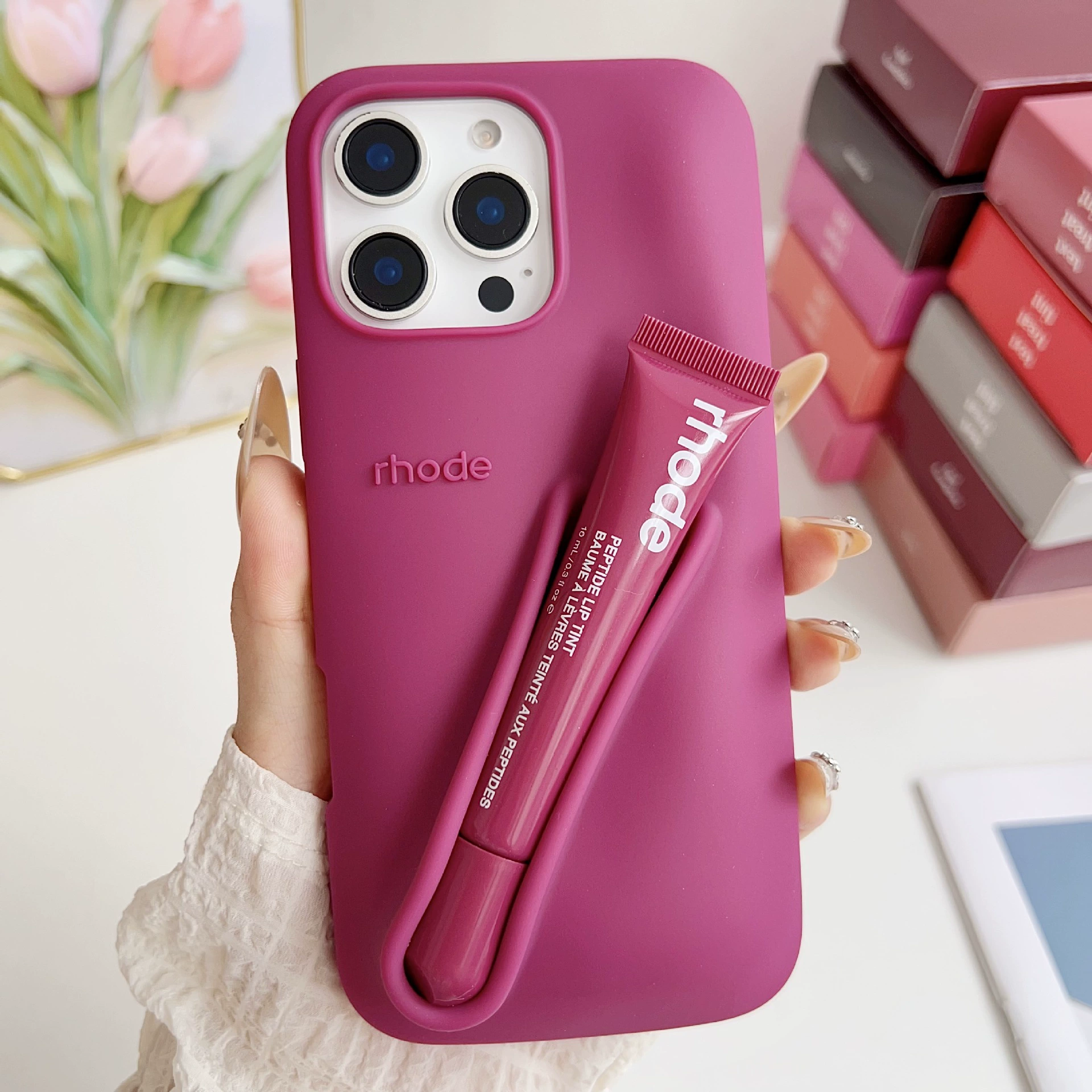 Чехол для телефона (Rhode) с Lip-Gloss силиконовый чехол, нескользящий, совместим с iPhone 11–17/Plus/Pro/Max