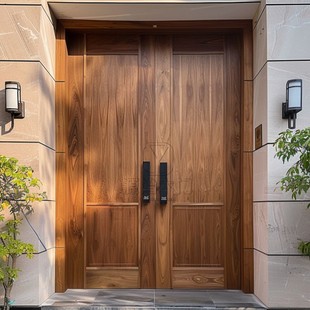 Solid Wood Entrance Door, Anti-Theft Door, Villa Door, Rural Self-Built House Mother Door, Double Opening Soundproof Fingerprint Lock Entrance Door