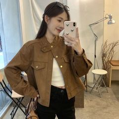 小众设计感夹克短外套女2025秋冬季皮上衣美拉德夹克外套