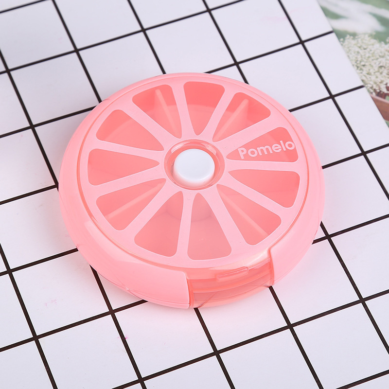 Caja redonda de la píldora de una semana siete-rejilla que gira la Mini caja plástica portátil de siete días de la píldora