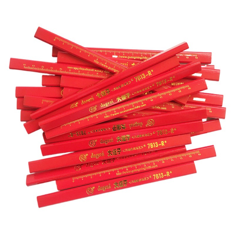 Carpintería lápiz carpintería especial octogonal grueso núcleo plano rojo núcleo marcado pluma no fácil de romper marca pluma hombre grande carpintería pluma