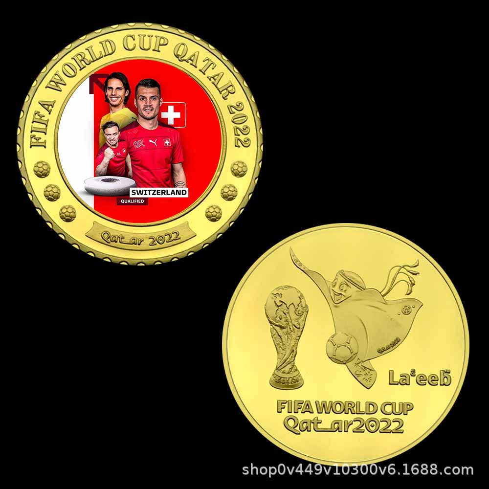 Monedas conmemorativas de la Copa del Mundo de Qatar 2022 32 estilos Monedas por mayor de varios países Colección de fans de fútbol