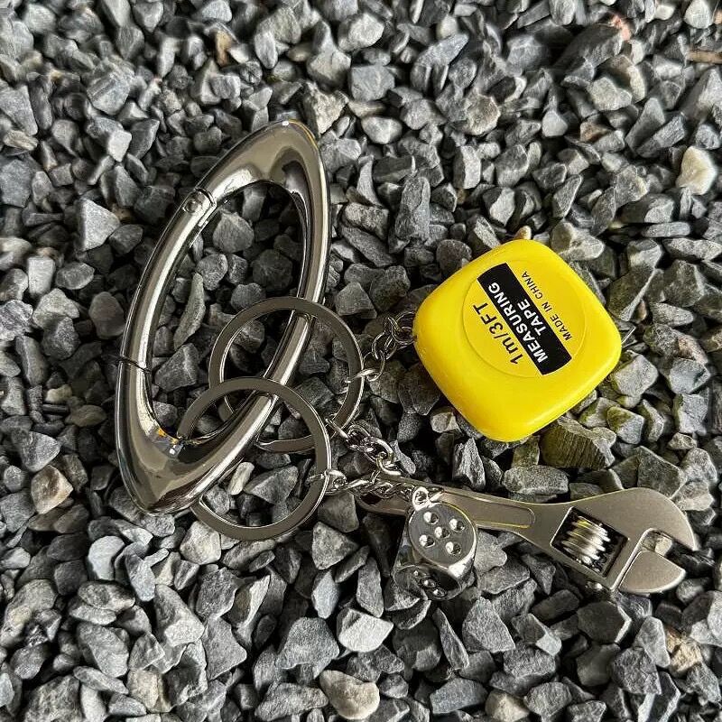 手作り DIY クリエイティブキーホルダーバッグペンダント巻尺コンパス温度計栓抜きレンチサイコロブラックエイト|undefined