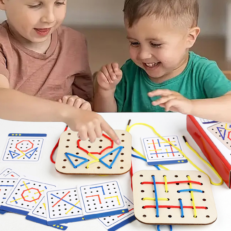 CPC CE puzzle infantil educación temprana juego de cuerda bebé mano ojo coordinación entrenamiento de cuerda placa de madera juguetes al por mayor