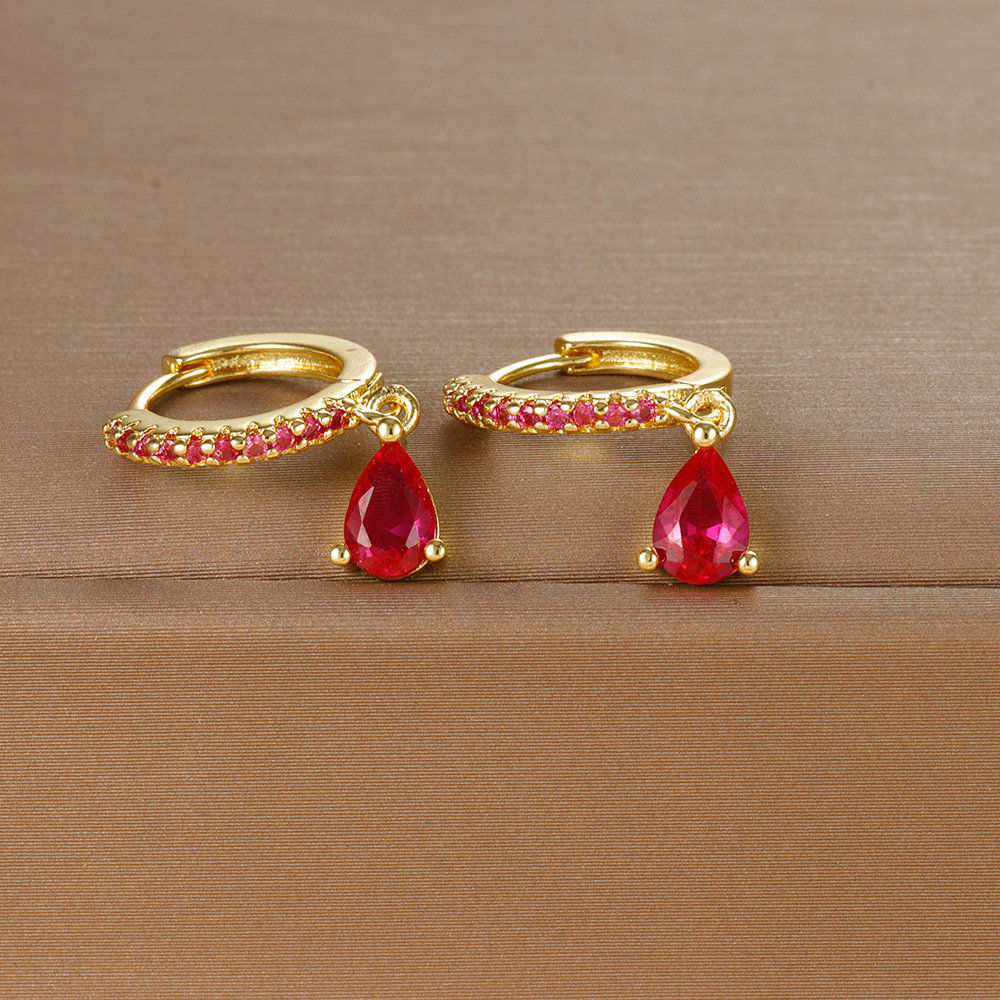 8g Weight 925 Sterling Silver Ear Needle Material Zircon Inlay Material Drop Earrings Classification 1 Pair Quantity Daily, Street Occasion Copper Material Water Droplets Pattern Women's Gender Plating, Inlay Design IG Style, Shiny Style 1 Pair IG Style Shiny Water Droplets Plating Inlay Copper Zircon Drop Earrings 8