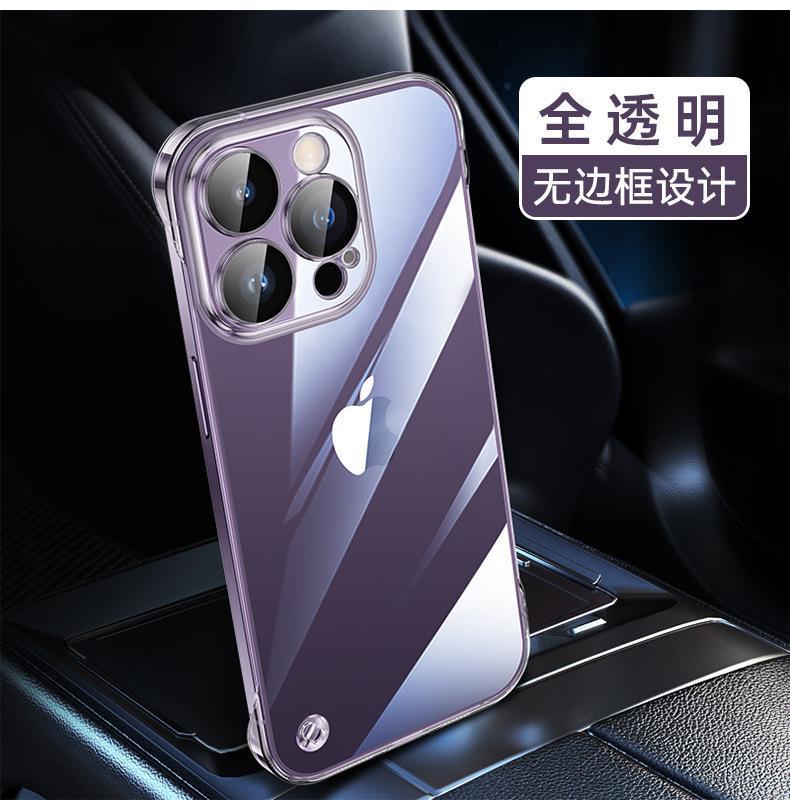 Aplicable iPhone16 PC galvanoplastia sin marco para teléfono móvil 15 transparente Apple 14 viene con película de lente carcasa dura todo incluido