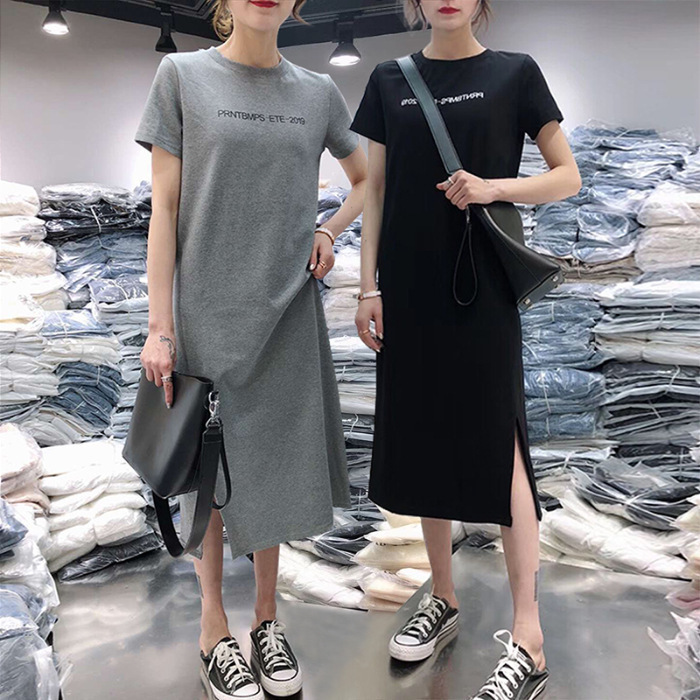 2024 Summer Short-sleeved dress Women's Casual Belly Covering plus size Loose Mid-length Over-the-knee Base T-shirt Skirt 2024 Summer Short-sleeved dress Women's Casual Belly Covering plus size Loose Mid-length Over-the-knee Base T-shirt Skirt