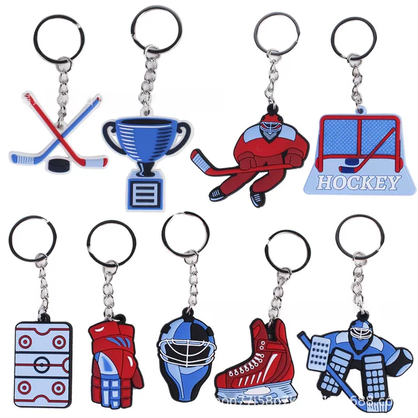 Ice hockey keychain accessories pendant spot wholesale ice and snow sports pendant party ice hockey game keychain hanging
