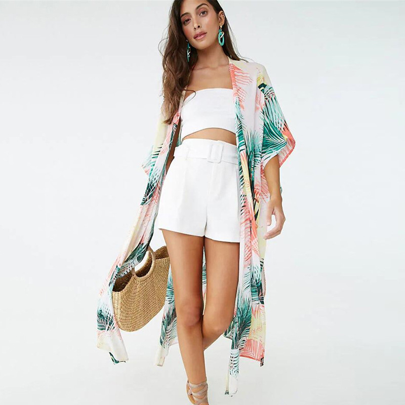 Printed Vacation Sun Protection Beach Cover-Up