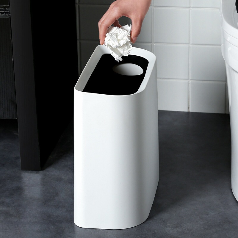 Narrow Gap Trash Can for Home Use, Nordic Style, for Bathroom, Living Room, Creative Design, Lidless, Rectangular, New Model