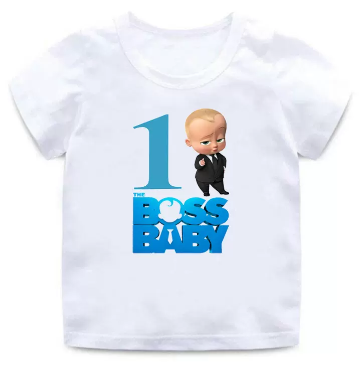 外贸卡通儿童t恤the baby印花圆领短袖男孩女孩生日数字礼物跨境