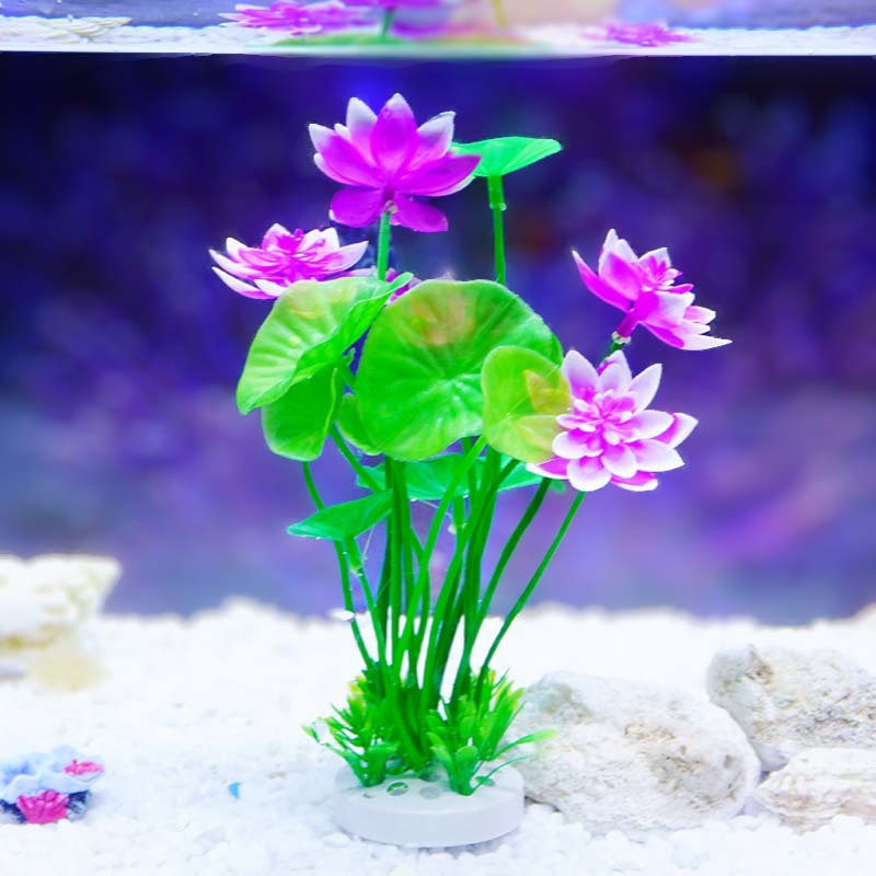 Origen Fabricante Decoración de micro paisaje Adornos Agua falsa Hierba Pecera Simulación Plástico Lotus Nenúfar al por mayor
